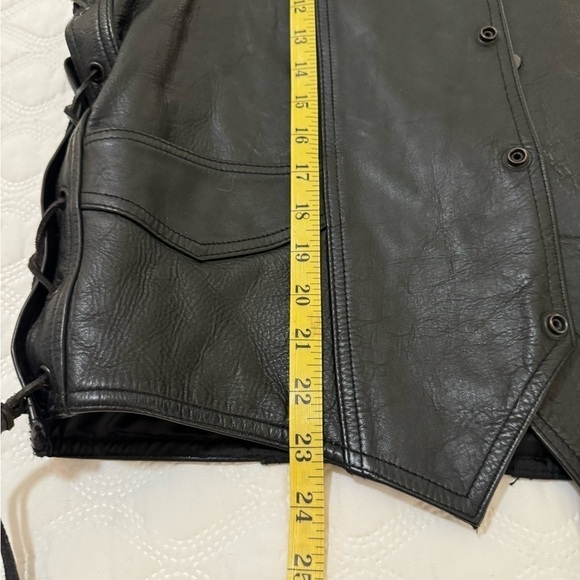 Bonus leather vest Black Size 44 VINTAGE - Picture 4 of 10